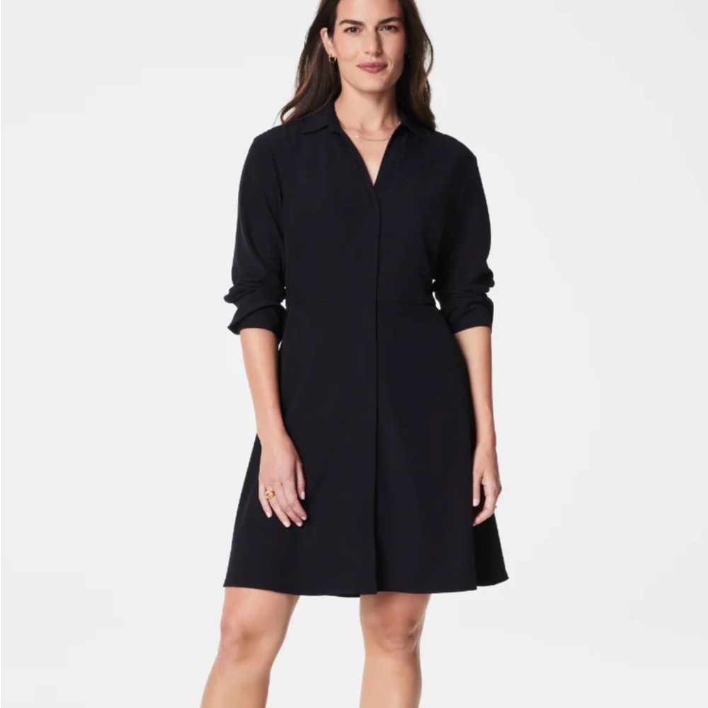 SPANX Black Long Sleeve A-Line Shirt Dress